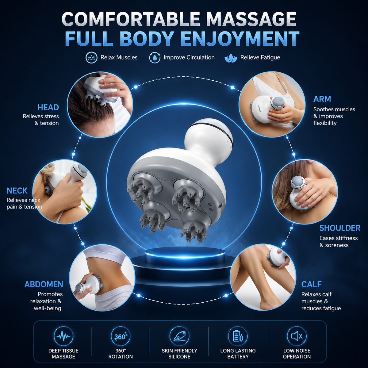 Smart Electric Scalp Massager||4D Electric Scalp Massager || Stress Relief & Hair Care